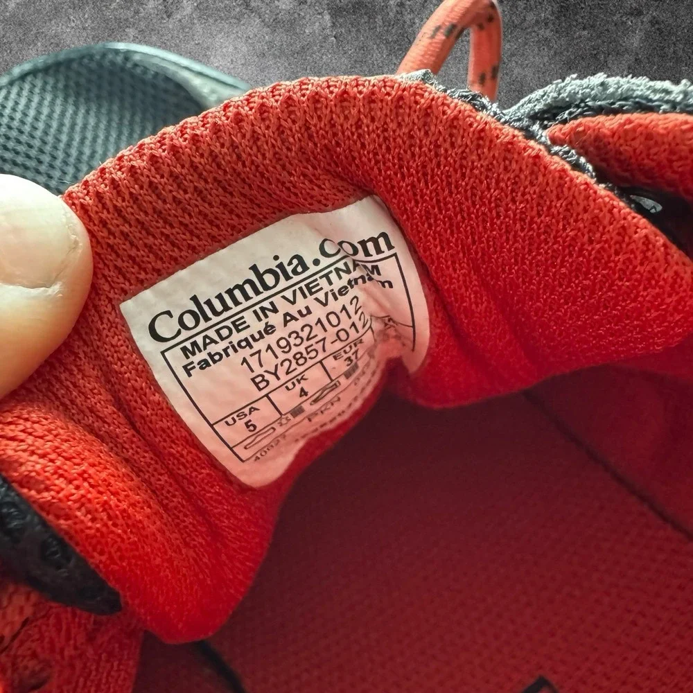 Columbia Omni Grip Hiking Shoes Womens Size 5 Gray Red Trail Outdoor Lightweight